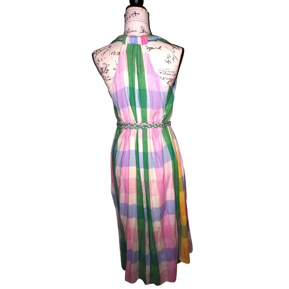 🆕 Mille Marilyn Plaid Halter Neck Full Skirt Midi Dress Cotton X-Small - Picture 12 of 14
